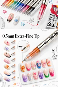 0.5mm extra feine spitze nagelkunst marker stifte set direktflüssig diy nageldesign werkzeug 6 farben