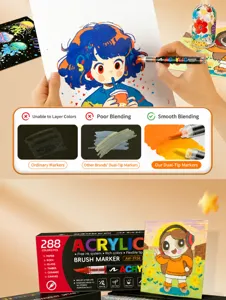 Acrylic marker pens set 288 colors direct liquid paint pens for art drawing rock canvas