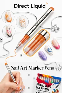 Detailansicht des 0,5 mm Direktflüssigkeits-Nagelkunst-Markierstifts mit lebendigen Farboptionen.