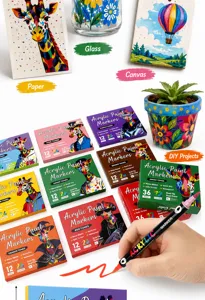 Set de rotuladores de pintura acrílica de doble punta para manualidades vidrio y lienzo.