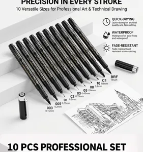 10 pcs micro fineliner pen set professional drawing sketching art technical pens set