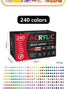240 farben acrylmalstifte set pinselspitze malstifte für stein holz keramik leinwand