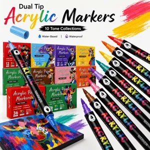 Juego de Rotuladores de Pintura Acrílica de Doble Extremo Doble Color Marcadores de Graffiti para Niños Suministros Escolares