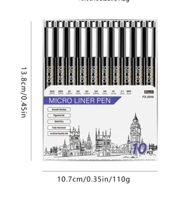 10pcs black micro fineliner pens set waterproof archival ink sketching drawing pens
