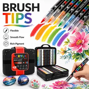 Acrylic Marker Pens Set Liquid Direct Ink Art Markers For Drawing Painting Rock Wood Canvas Student School Supplies