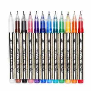 12 Kleuren Vloeibare Nail Art Pennen 0.5mm Fijne Punt Marker Manicure DIY Tekengereedschap