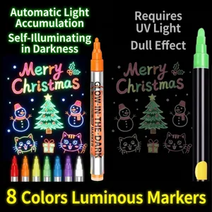 Glow In The Dark Markers Eight Colors Luminous Fluorescent Pens Waterproof DIY Graffiti Drawing Marker For Paper Cloth Shoes Wood