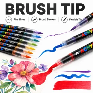 Acrylic marker pens brush tip art set for DIY journaling painting and graffiti drawing