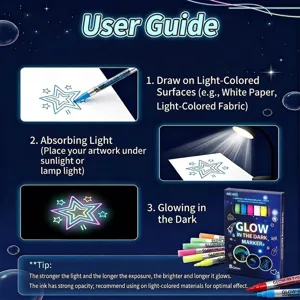 Glow in the dark marker pen set with 8 colors for DIY fluorescent drawing on fabric and paper