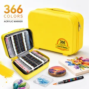 366 Colors Acrylic Marker Set with Portable Case Professional Art Paint Pens for Drawing