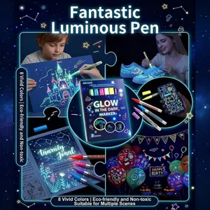 8 colors glow in the dark neon markers set for DIY drawing on shoes and balloons