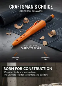Crayon de charpentier pour trous profonds avec mine durable et poignée ergonomique.