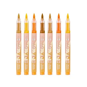 Set van 7 professionele acryl penseelstiften in gele en oranje tinten voor kunst.
