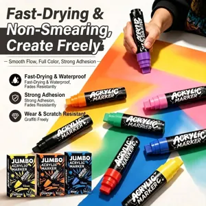Pennarello Acrilico Jumbo per Graffiti Pittura Murale DIY Impermeabile Asciugatura Rapida Punta Larga Penna da Disegno Artistico Grande Capacità Professionale