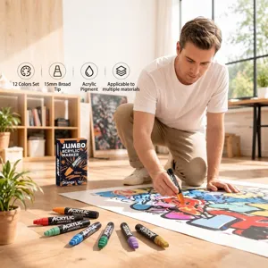 Set di pennarelli acrilici professionali punta larga 15mm per graffiti e murales fai-da-te