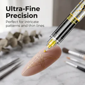 Professional 0.5mm ultra-fine nail art precision drawing pen for intricate golden patterns