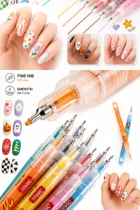 Dettaglio delle penne nail art da 0,5 mm per design professionali di graffiti fai-da-te