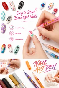 Vista dettagliata di 12 penne per nail art dai colori vivaci per disegni fai da te e manicure