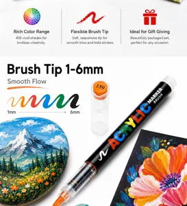 Direktes flüssiges Acrylmarker-Set 1-6mm Pinselspitze 408 Farben für Kunst Malerei Stein