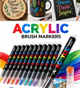 Acrylfarben Marker Stifte Set, lebendige bunte Pinselspitze Marker für Kunst Zeichnen und Malen.