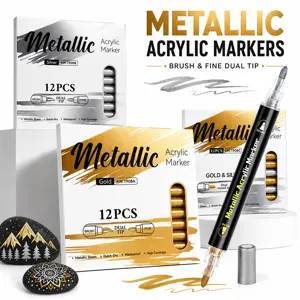 Metallic Acrylic Marker Pens Dual Tip Gold And Silver Highlighters For DIY Photo Album Greeting Cards Painting