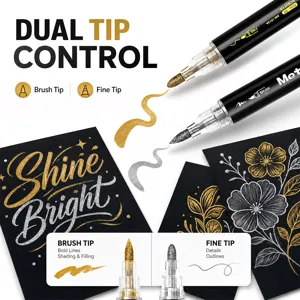 Dual Tip Metallic Marker Pens Set for DIY Photo Albums Greeting Cards Drawing Art Crafts