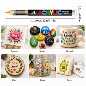 Direktflüssiger Acryl-Marker Stift für Steine, Leinwand, Keramik, Holz, Glas und Stoff DIY Malerei.