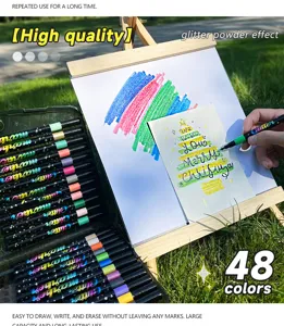 Σετ 48 Τεμάχια Μαρκαδόροι Glitter Παιδική Ζωγραφική Λαμπερά Υλικά Τέχνης για Χειροτεχνίες