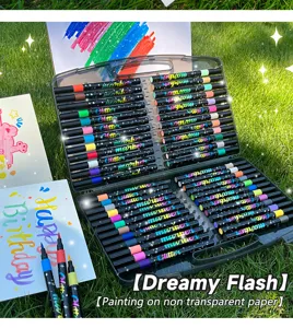 Σετ μαρκαδόρων glitter με λάμψη, μαλακοί μαρκαδόροι ακουαρέλας για παιδική τέχνη και ζωγραφική.
