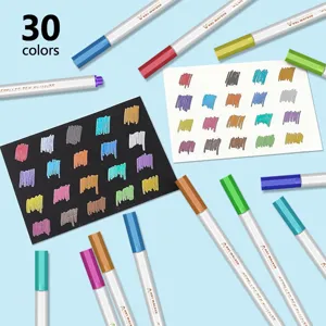 Set van 30 metallic acryl marker pennen, sneldrogend waterdicht voor DIY knutselwerken en kunst.