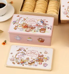 Boîte en fer carrée emballage de bonbons joli dessin animé cadeau de mariage boîte de stockage