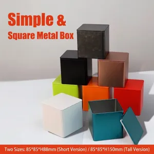 Square Tinplate Tea Canister Matte Solid Color Metal Storage Box Airtight Sealing Tin For Loose Tea Food Candy Kitchen Organizer