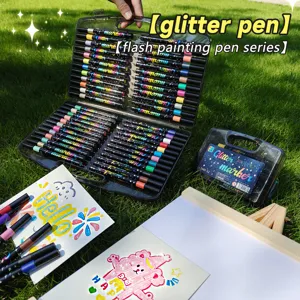 Glitter Markeerstift Set Multicolor Shimmer Marker Pennen Voor School Studenten Kunst Tekenen Kunststof Doos Kantoor Kantoorartikelen