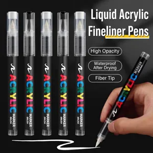 Stylo Marker Akrylikou Me Melani Ameses Axio Akryliko Aspro Mavro Highlighter Adiafroxi Grafiki Stilus Gia Foititi Grafeio