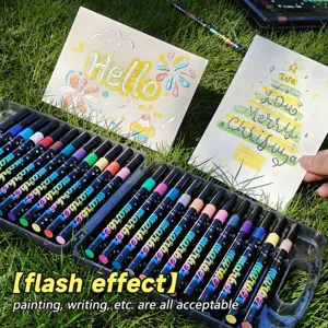 Glitter marker pen set met zachte punt voor kindertekeningen, schoolkunst en creatief schrijven.