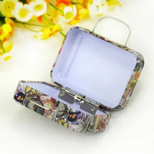 Mini caja de lata vintage maleta caramelos metal contenedor de almacenamiento cosmeticos.