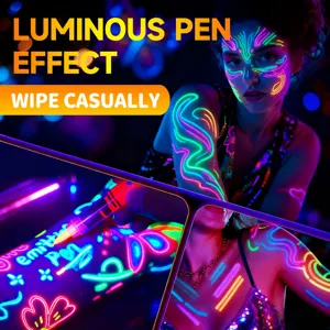 Penna per tatuaggi UV fluorescenti lavabile per pittura corporea luminosa ai party