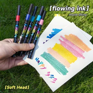 Glitter Markers Pennen Set Zachte Punt Aquarel Schilderij Stifte Glanzende Inktbriefpapier