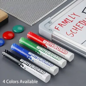 Set van 4 gekleurde magnetische whiteboardstiften met ingebouwde wisser en magneten