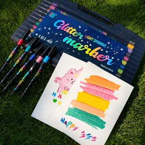 Glitter marker pen set zachte punt 1-5mm kleurrijke tekening kunstbenodigdheden voor kinderen