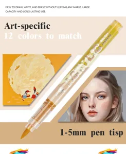 Direct liquid acrylic marker pen set 12 colors skin tone art drawing pens for DIY craft.