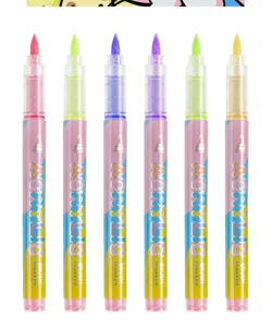Macaron acrylic brush marker set, vibrant colors, smooth writing for art drawing & kids crafts.