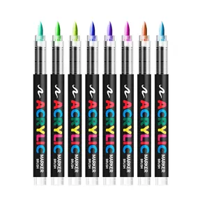 Set de marqueurs acryliques a pointe pinceau couleurs vives pour art dessin et graffiti