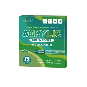 12 Farben Acryl Pinselmarker Set Grüne Töne Wasserbasierte Stifte für Malerei