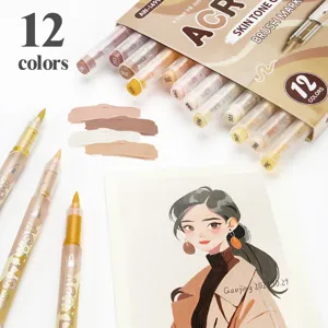 Liquid Acrylic Marker Pen Set Skin Tone Colors Brush Tip Art Markers For Drawing DIY Painting