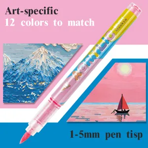 Acrylic marker pen set 12 colors soft brush tip for kids art drawing and painting DIY.