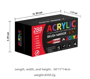288 Colors Acrylic Brush Markers Set Waterproof Paint Pens for Rock Glass Ceramic Canvas Art