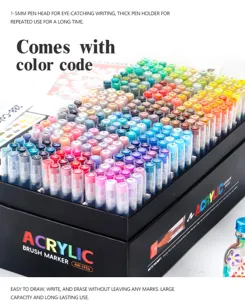 Acrylic paint marker set with large capacity and vibrant assorted colors for art drawing and graffiti.