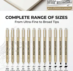 Fineliner Stifte Set mit verschiedenen Spitzen von ultrafein bis breiter Strich fuer Kunst.