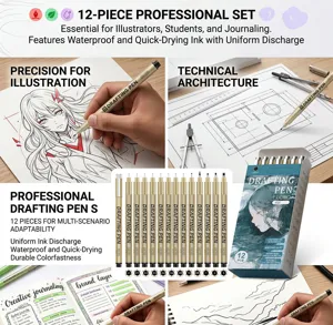 12-teiliges professionelles Fineliner-Set wasserfeste schnelltrocknende Tinte Zeichenstifte